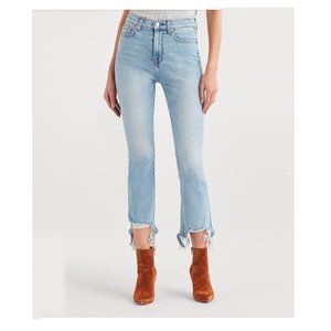 NWT 7 For All Mankind Distressed High-Waist Slim Kick Crop Jeans